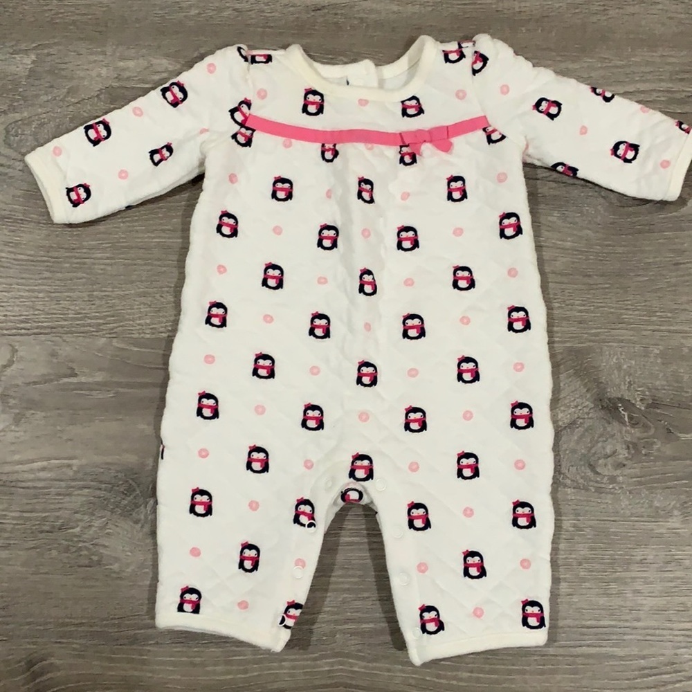 Gymboree Quilted Penguin Baby Girl One Piece